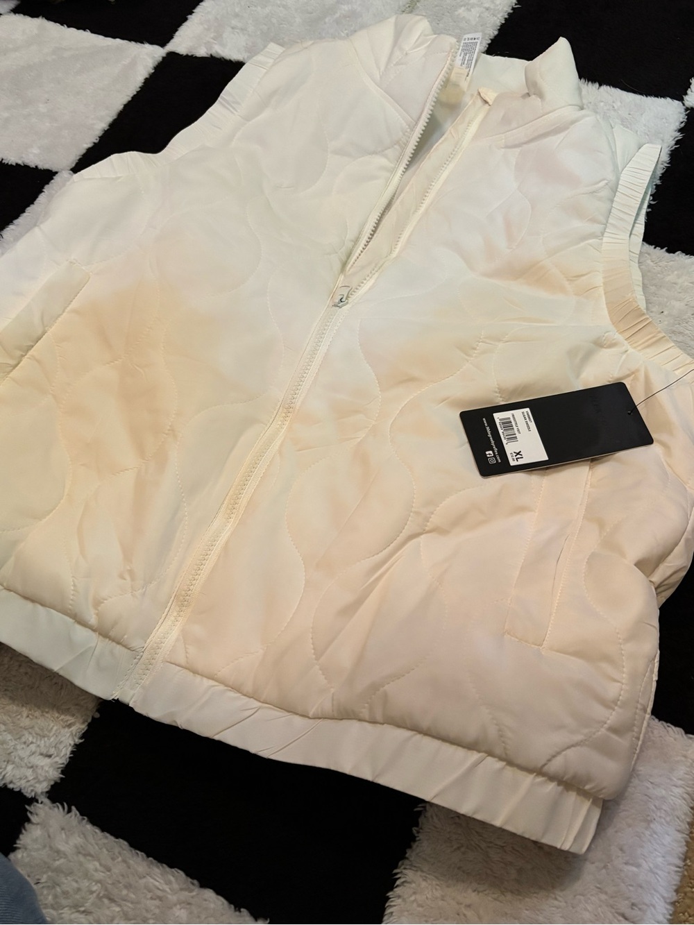 90 Degree By Reflex Cream Quilted Sleeveless Puffer Vest